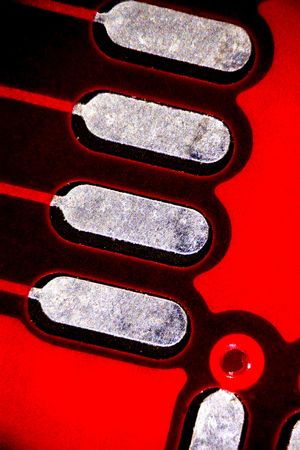Electronic components taken with compound microscope. Magnification 20X.  Vivid colours can be seen