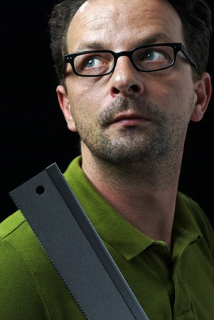 A Man with a sawの写真素材