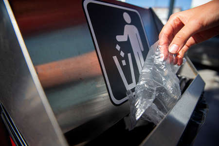 Single-use gloves provided in gas station increases exponentially  world contaminationの写真素材