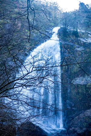 Big Waterfall full of water fall with great strengthの写真素材