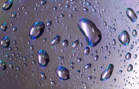 Macro of water drops on silverの写真素材