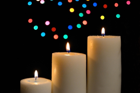 Candles with colored lights-2の写真素材