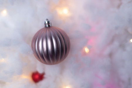 Christmas background of Christmas ball for decoration postcards or congratulations with bokeh backgroundの写真素材
