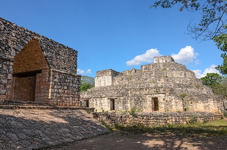 Oval castle at Ek Balam, Mexicoの素材