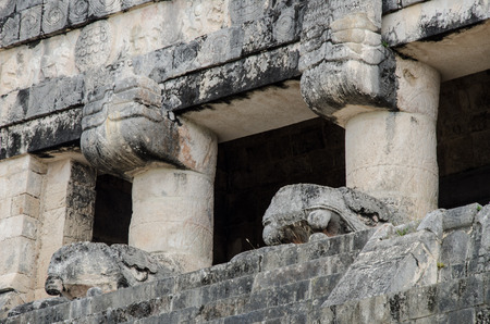 Detail of columns and ornaments at the jaguar temple