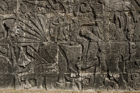 Scultpure in stone at the ballgame court, at Chichen Itza