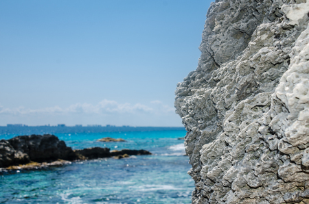 rocky cliffs at Isla Mujeres, Cancunの写真素材