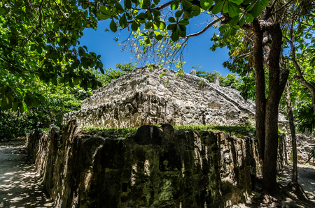Ancient mayan structures of San Miguelito, Cancun, Mexico.の写真素材