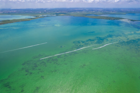 Aerial view of Cancun hotel zoneの写真素材