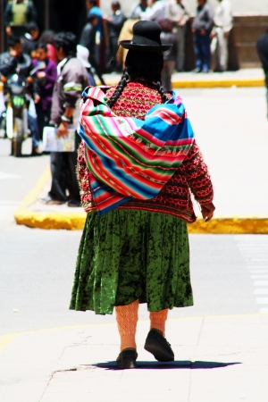 Quechua Indian woman near Puno, Peru, South Americaの写真素材