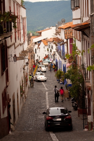 Picture of the street at the colorful town of Taxco, Guerrero  Mexico のeditorial素材