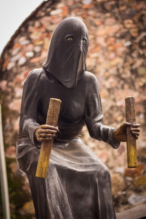 Medieval monk sculptureの写真素材