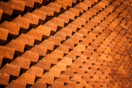 Background of red brick wall pattern texture の写真素材