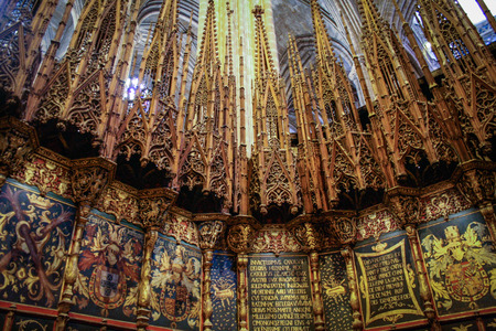 Interior of Cathedral of the Holy Cross and Saint Eulalia, barcelona, spainのeditorial素材