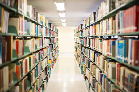 Library hall in a high school, college campus.