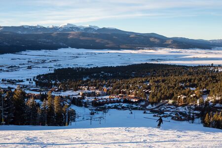 Panoramic View at the ski slopes piste in the mountains of Angel Fire, New Mexico.の写真素材