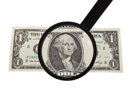 magnifier and a dollar