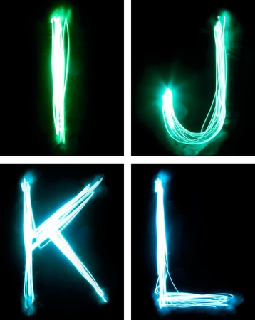 letters painted with lightの写真素材