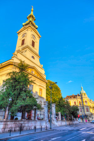 SERBIA, BELGRADE â SEPTEMBER 13: Cathedral Church of St. Michael the Archangel in Belgrade on September 13, 2017 in Belgrade, HDR Image.のeditorial素材