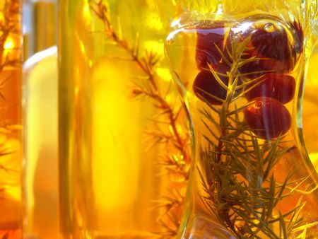 Italian drink Limoncello with herbsの写真素材