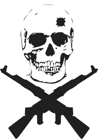 Skull and Guns - vector illustrationのイラスト素材