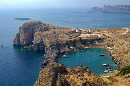 St Paul's Bay in Lindos, Rhodes island, Greeceのeditorial素材