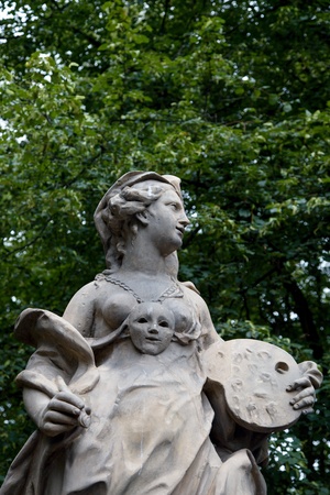 Statue in Saxon garden in Warsaw, Europeの写真素材