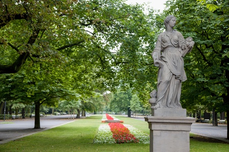 Statue in Saxon garden in Warsaw, Europeの写真素材