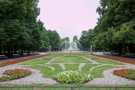 Saxon garden in Warsaw in Poland, Europeの写真素材