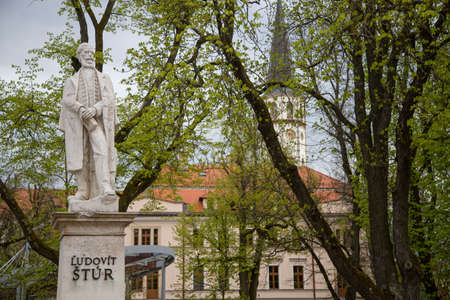 Statue of Ludovit Stur on the square in Levocaのeditorial素材