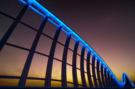 Amazing night dubai VIP bridge with beautiful sunset. Private road to Meydan race course, Dubai,...