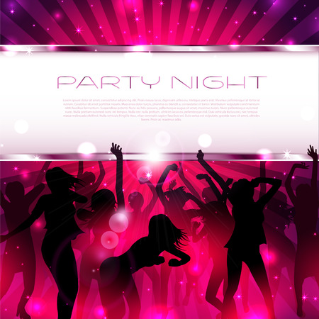 Music Background with silhouettes of dancing girls  - Vectorのイラスト素材