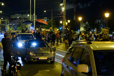 Wroclaw, Poland - 26th October 2020: Car drivers showing solidarity with protesters protests after the Constitutional Tribunal banned abortion on the basis of fetal defectsのeditorial素材