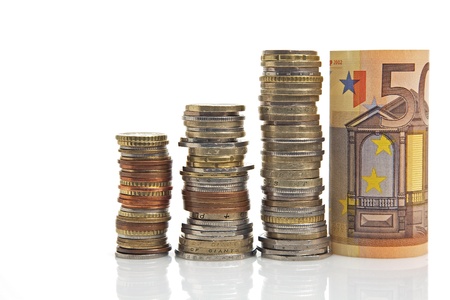 euro money and other coinsの写真素材