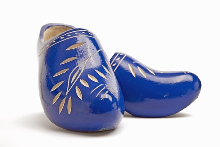 pair of traditional dutch wooden shoesの写真素材
