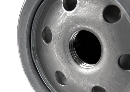 oil filter and its mounting thread with gasketの写真素材