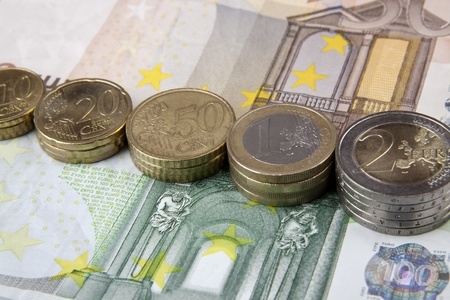 euro money proudly display their facesの写真素材