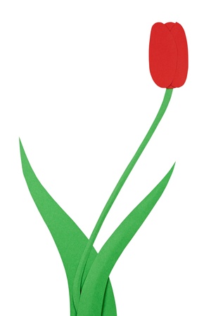 tulip flower hand made of colored paperの写真素材
