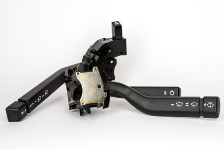 set of switches mounted on the steering column in a carの写真素材