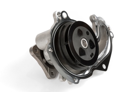 water pump in the engine forces the liquid flow in the cooling systemの写真素材