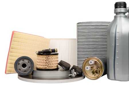 Set of necessary parts for vehicle serviceの写真素材