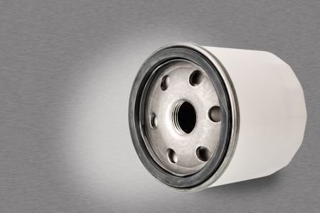 Oil filter and its mounting thread with gasket is shown closelyの写真素材