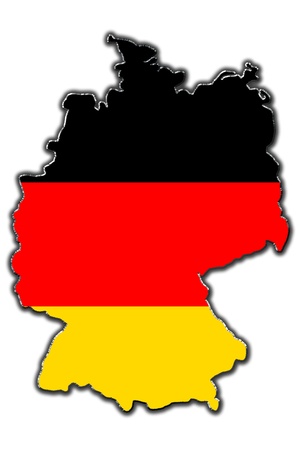 Outline map of Germany covered in German flagの写真素材
