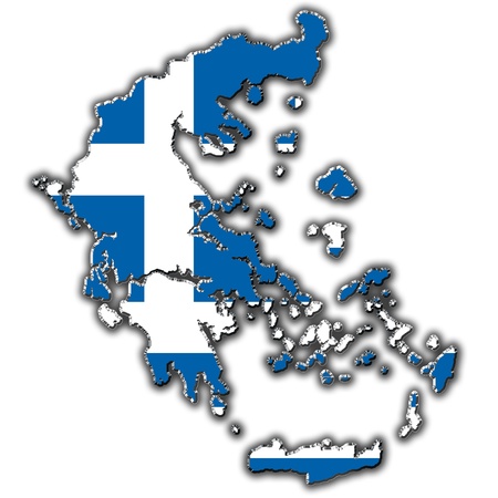 Outline map of Greece covered in Greek flagの写真素材