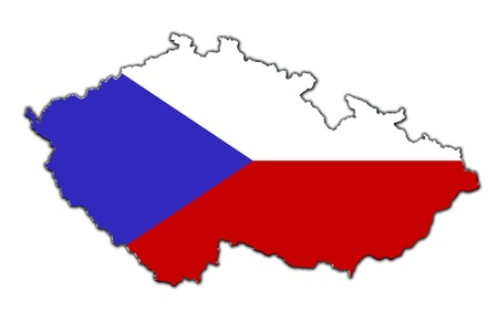 Outline map of Czech covered in flag of Czechの写真素材