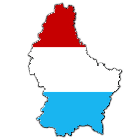 Outline map of Luxembourg covered in flag of Luxembourgの写真素材