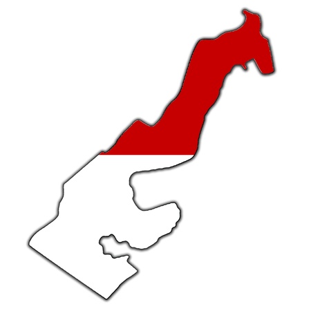 Outline map of Monaco covered in flag of Monacoの写真素材