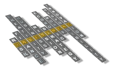 Word investment  presented as a result of crosswordの写真素材