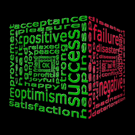 Success and failure opposites shown in the form of a cloud of words in two colorsの写真素材