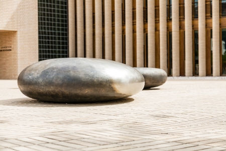 LIECHTENSTEIN, VADUZ - MAY 18: Modern art presented next to the parliament building in Vaduz at the Peter-Kaiser-Platz square on May 18, 2012.のeditorial素材